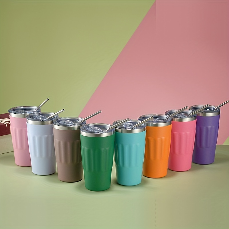 1pc Insulated Stainless Steel Tumbler With Straw And Lid, Large Capacity,  Perfect For Cold And Hot Drinks, Summer