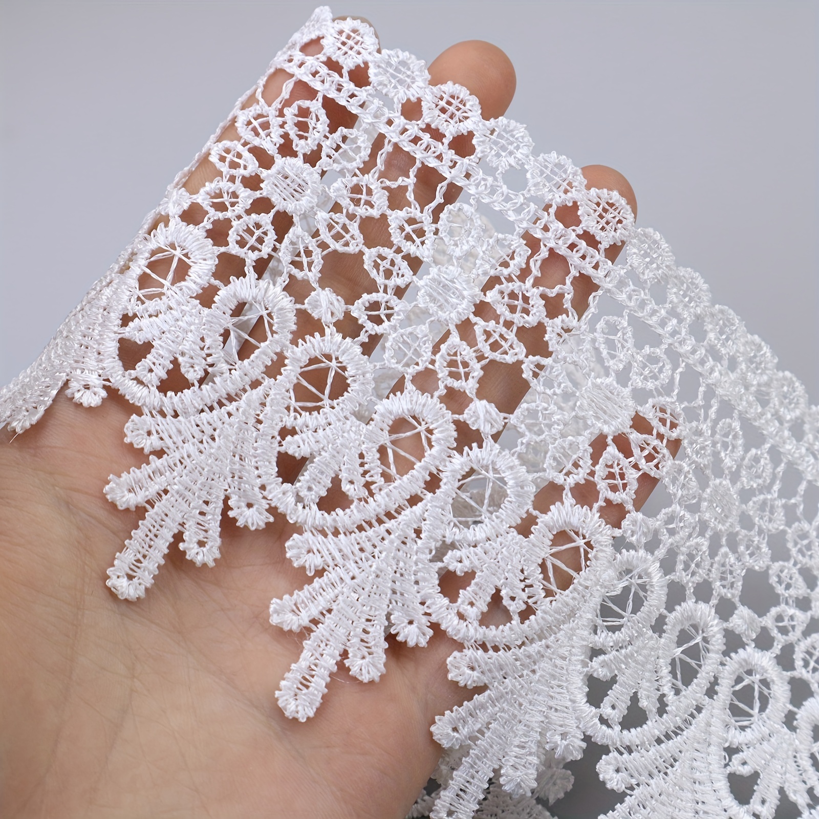 VGOODALL 3 Inch White Lace Ribbon, 10 Yards Wide Stretchy Lace Trim Elastic  Floral Lace for Bridal Wedding Decoration Gift Wrapping DIY Sewing Craft