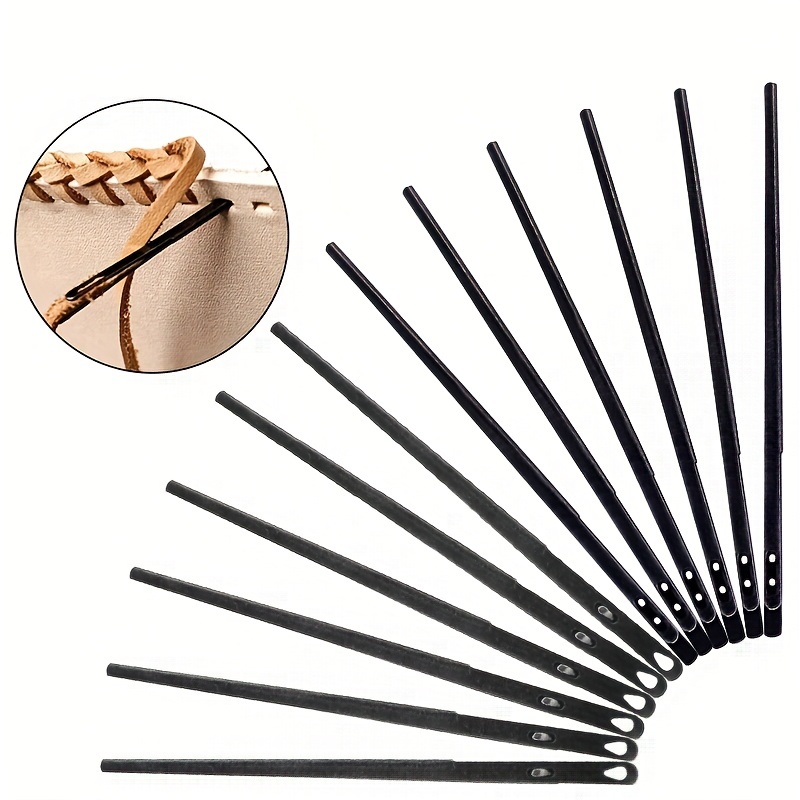 

2pcs Leather Needles Hand Sewing Knitting Leather Rope Single And Double Hole Needle Flat Head Binding Leather Thread Vegetable Tanning Using Needle Leather Technology