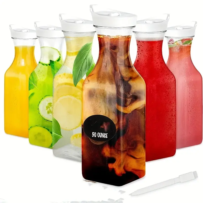 Plastic Juice Carafe With Lids, Carafes For Mimosa Bar, Drink Pitcher With  Lid, Water Bottle, Milk Container, Clear Beverage Containers For Fridge,  Pantry Storage, Square Pitchers, Bar Supplies, Restaurant Supplies - Temu