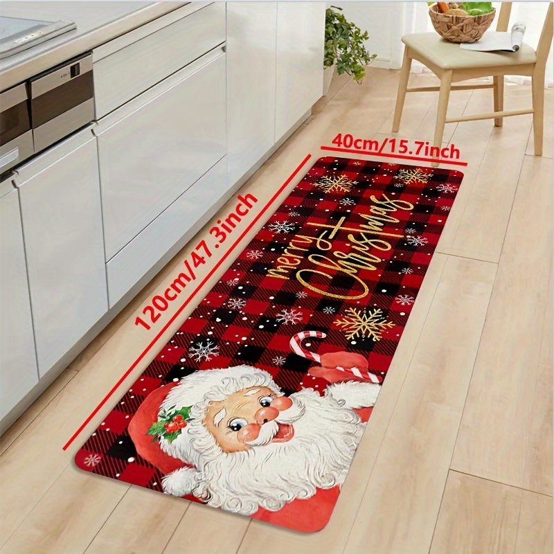 1 Pieza Feliz Navidad Alfombra Cocina Navidad Papá Noel - Temu Mexico