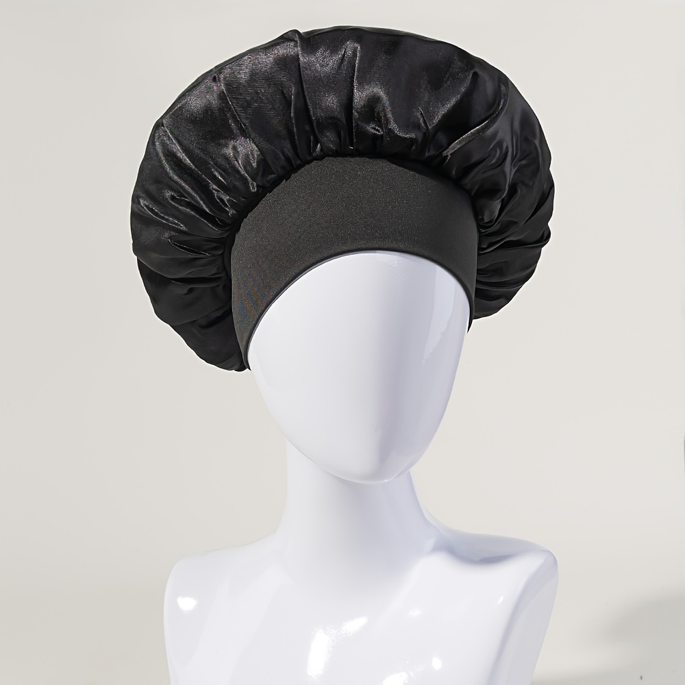 Temu Sleep Bonnet, Soft Silk Bonnet with Elastic Band for Curly Hair, Satin Bonnet for Women Sleep Hair Care, Breathable Silk, Seven Colors Available