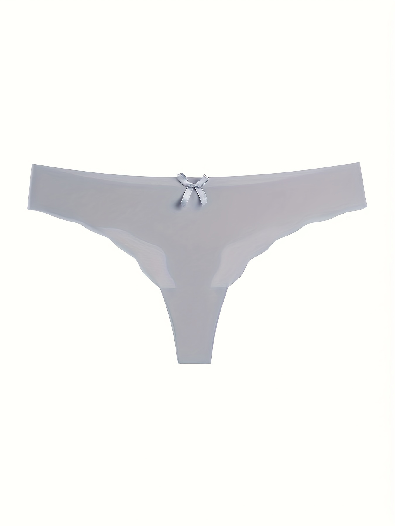 Scallop Trim Thongs Seamless Breathable Bow Tie Intimates - Temu