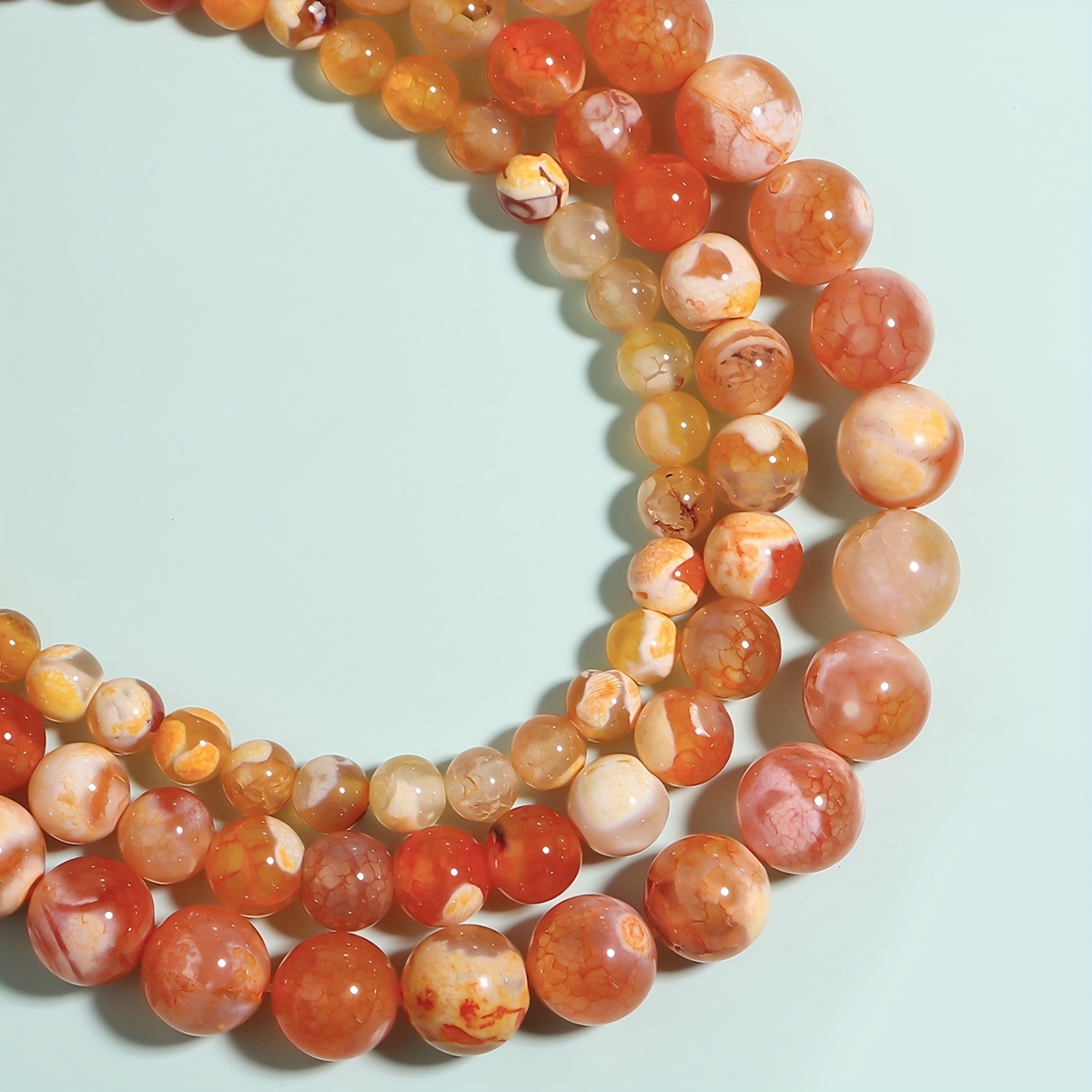 Fire Agates Natural Beads Round Loose Spacer Beads For - Temu