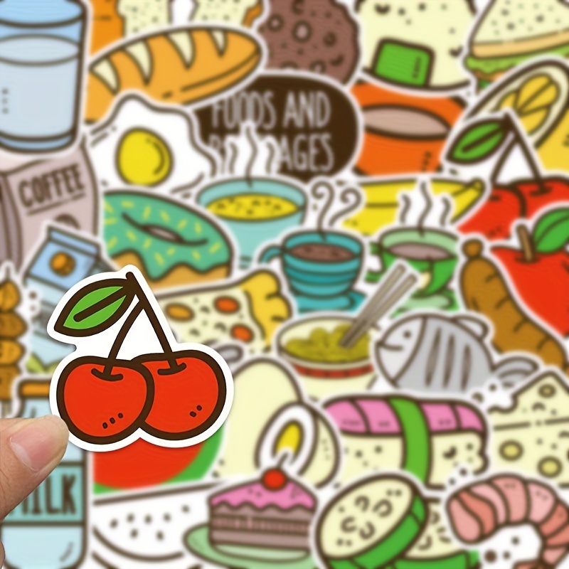 44 Cartoon Food Waterproof Diy Stickers For Water Bottle - Temu