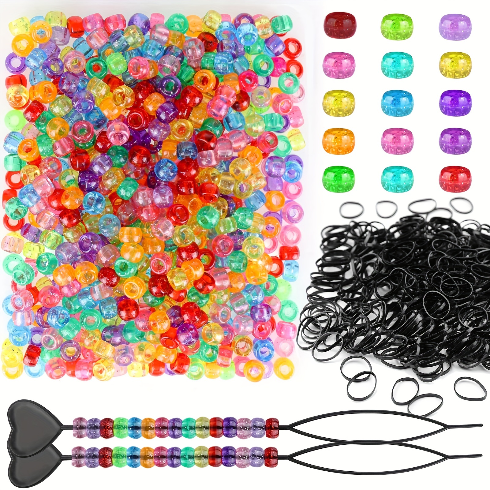 Hair Tinsel Strands Kit With Silicone Rings Beads With Pliers With Crochet  Hooks, Heat Resistant Sparkling Shiny Glitter Metallic Rainbow Holographic