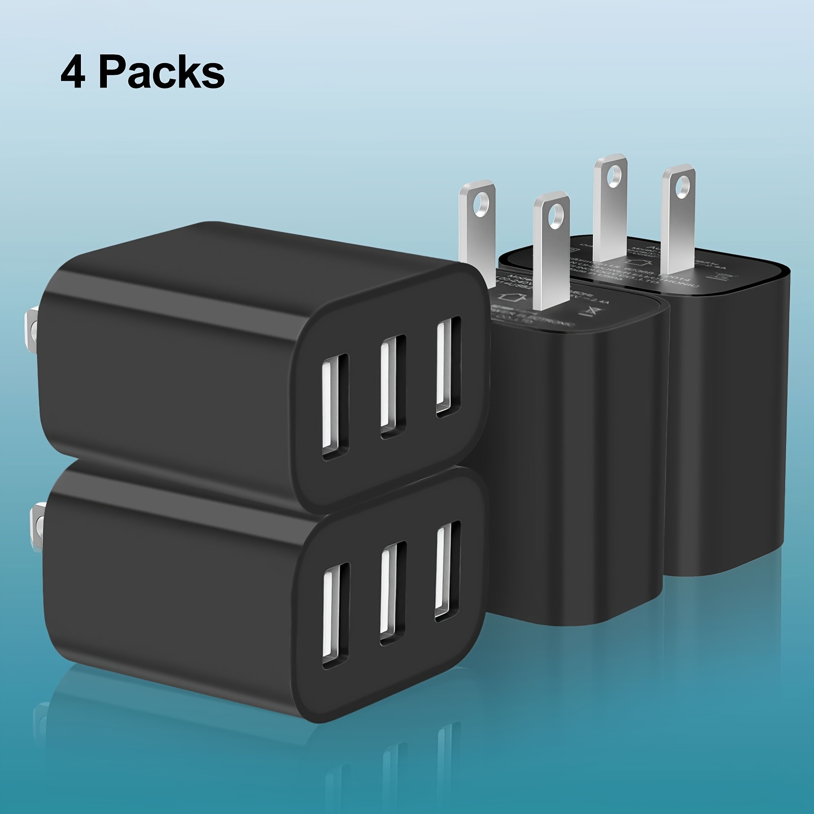Bloque de cargador para iPhone, cargador de teléfono enchufable, paquete de  4 unidades, cargador de pared USB de un solo puerto, adaptador de carga