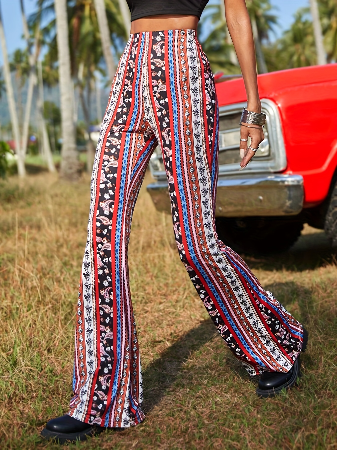 Stripe Printed High Waist Yoga Pants Fashion High Stretch - Temu Australia