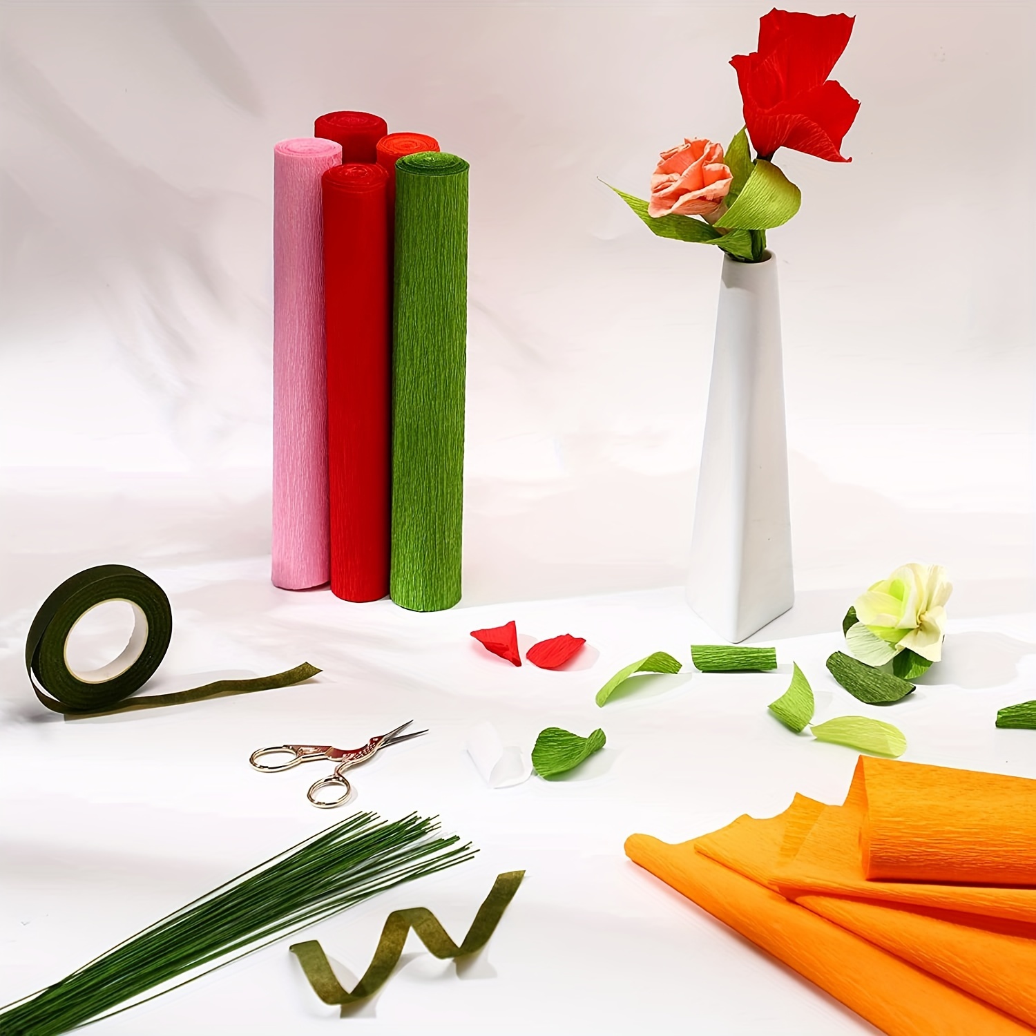 Crepe Paper Flower Diy Kits Crepe Paper Rolls Birthday Party Wedding  Festival Ornament(green Series) Big Size - Temu United Arab Emirates