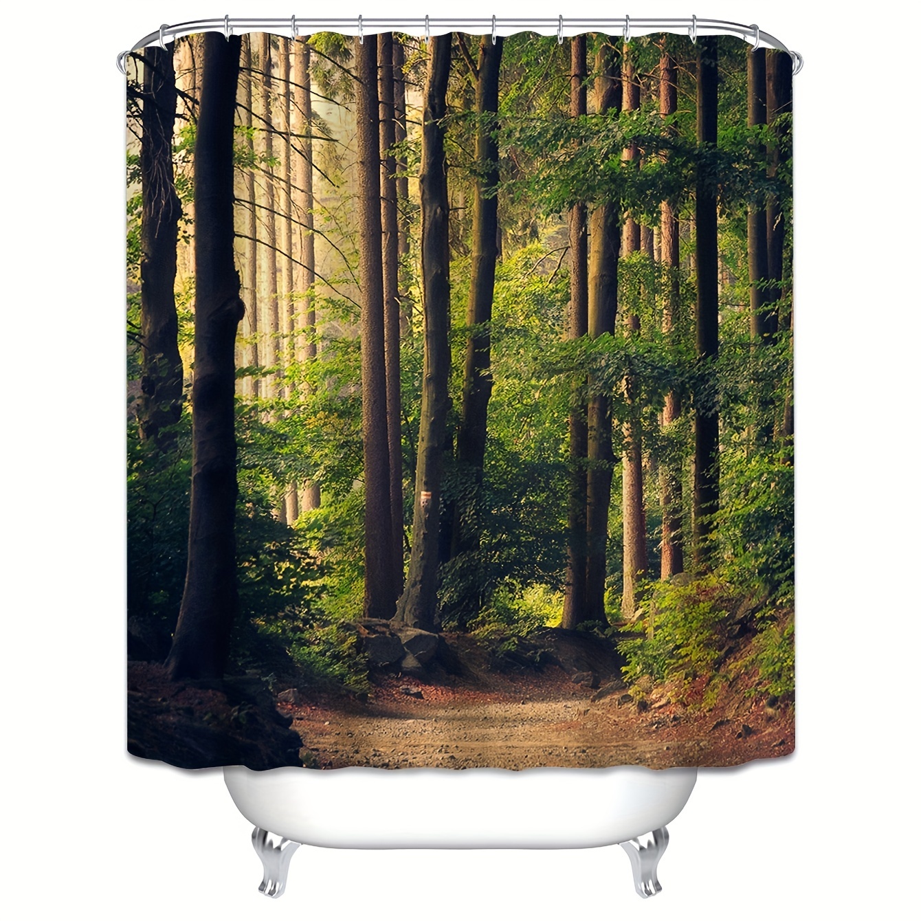 Forest Pattern Shower Curtain Waterproof Bathroom Decor