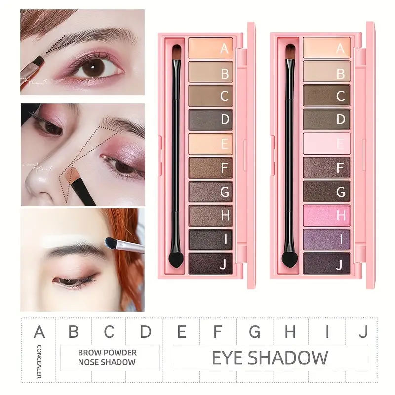 10 Color Eyeshadow Palette / Eyeliner Natural Nude Makeup - Temu