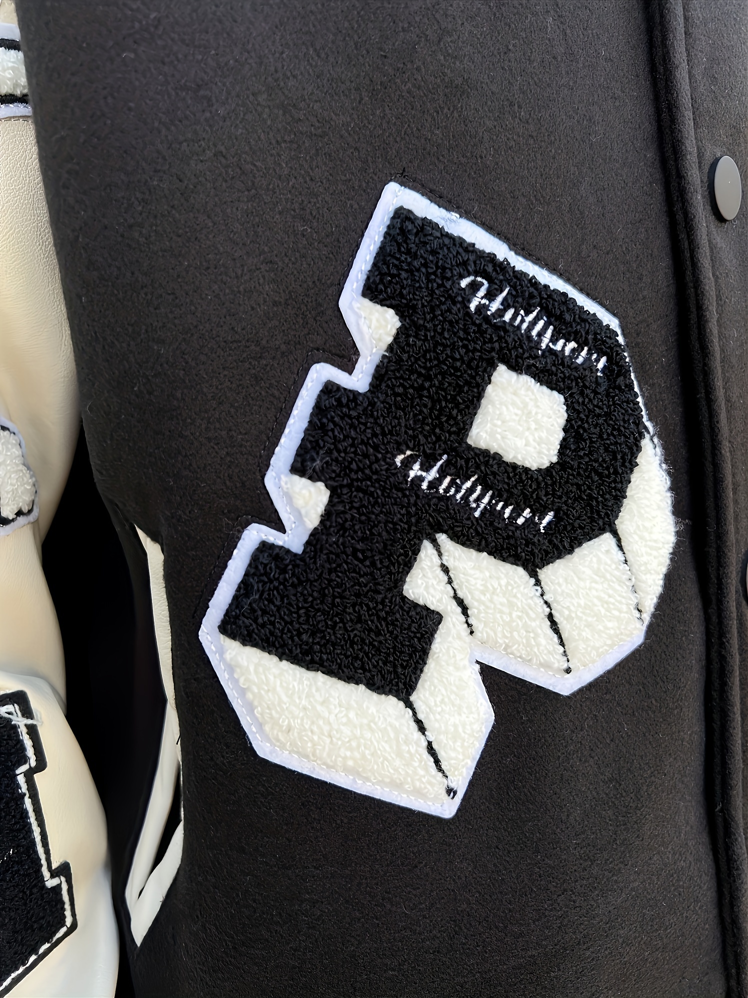 Men Spoof Pattern Embroidery Short Varsity Jackets HipHop Japanese