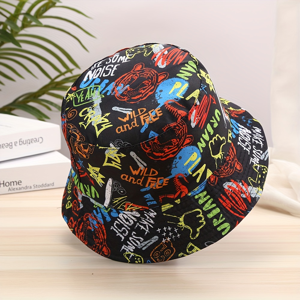 1pc Cartoon Pattern Print Bucket Hat For Men And Women Hip Hop