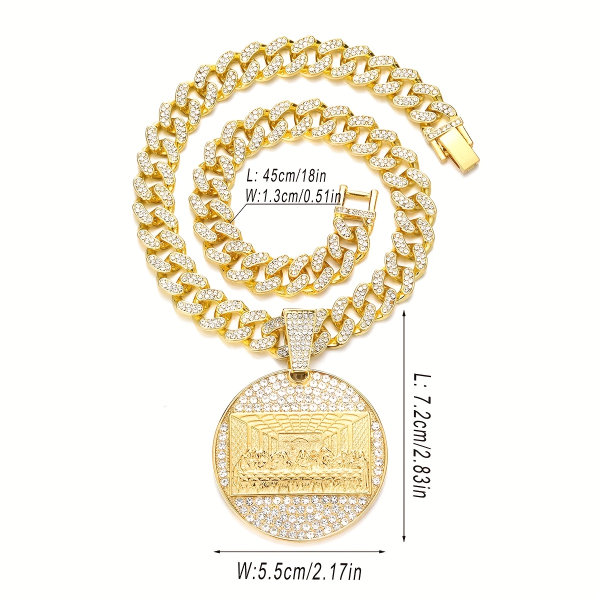 Last Supper Pendant Necklace with Cuban Link Chain