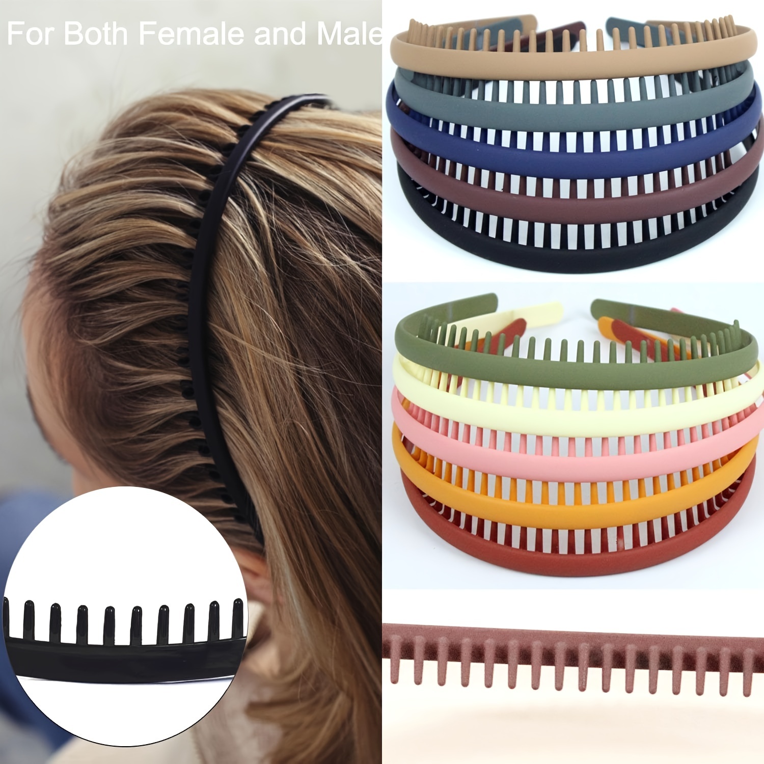 Morandi Color Non Slip Plastic Headbands Teeth Comb Skinny - Temu Canada