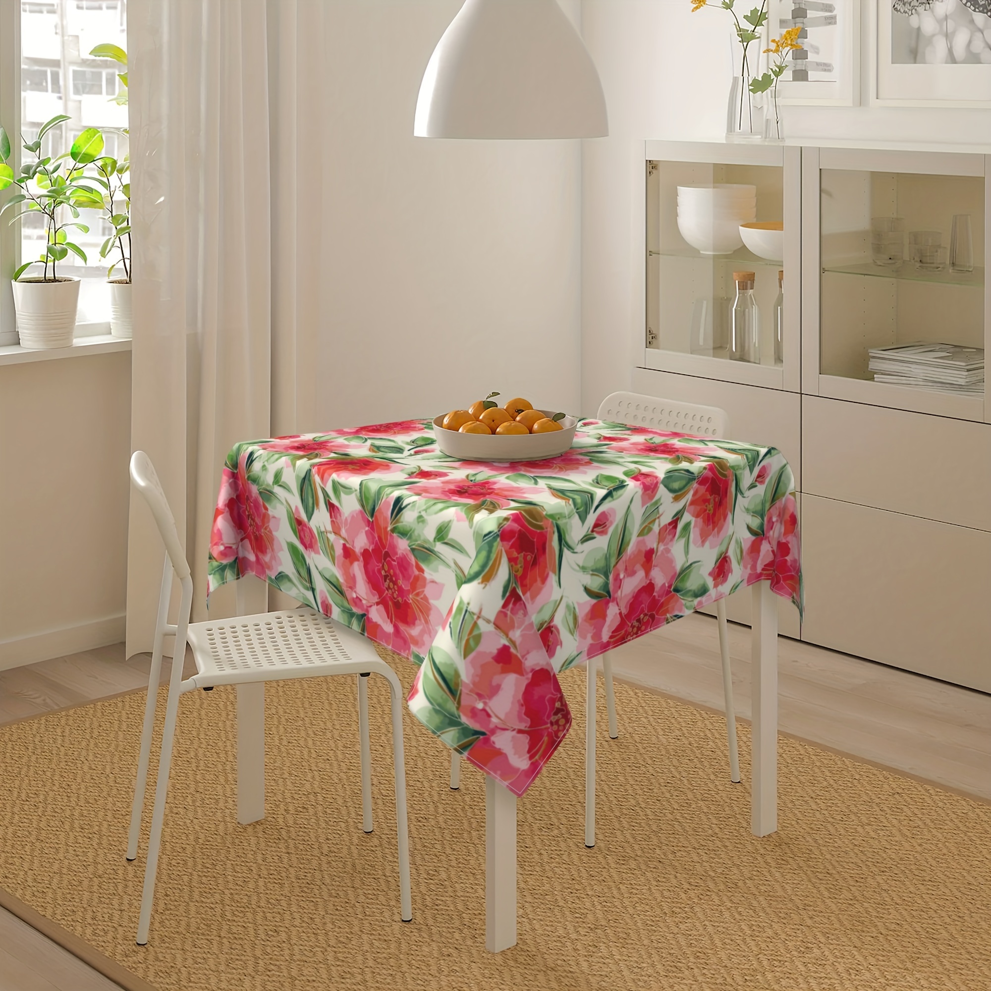 Mantel impermeable rectangular para mesa de comedor, diseño floral de  primavera, lavable, para mesa de cocina, mesa de café, fiesta, hojas de