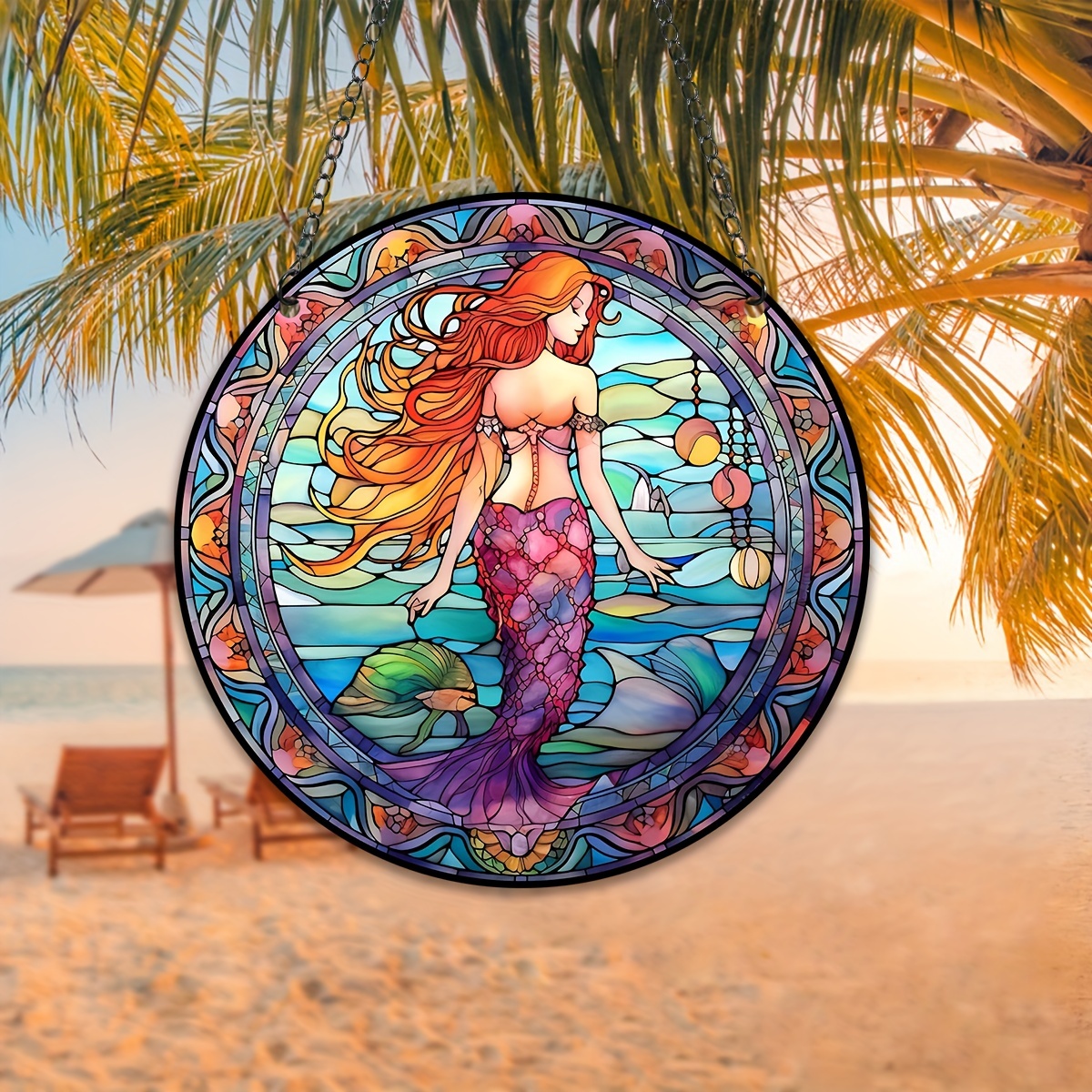 SUNGEMMERS Big Gem Mermaid & Dolphin Diamond Window Art Suncatcher
