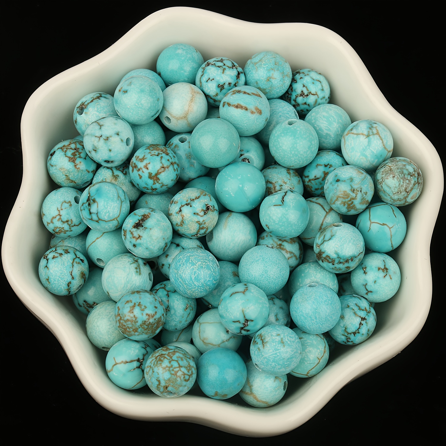 HAAMIIQII 30pcs 12mm Blue Turquoise Beads Round Loose Gemstone Beads for  Jewelry Making DIY Bracelet Necklace
