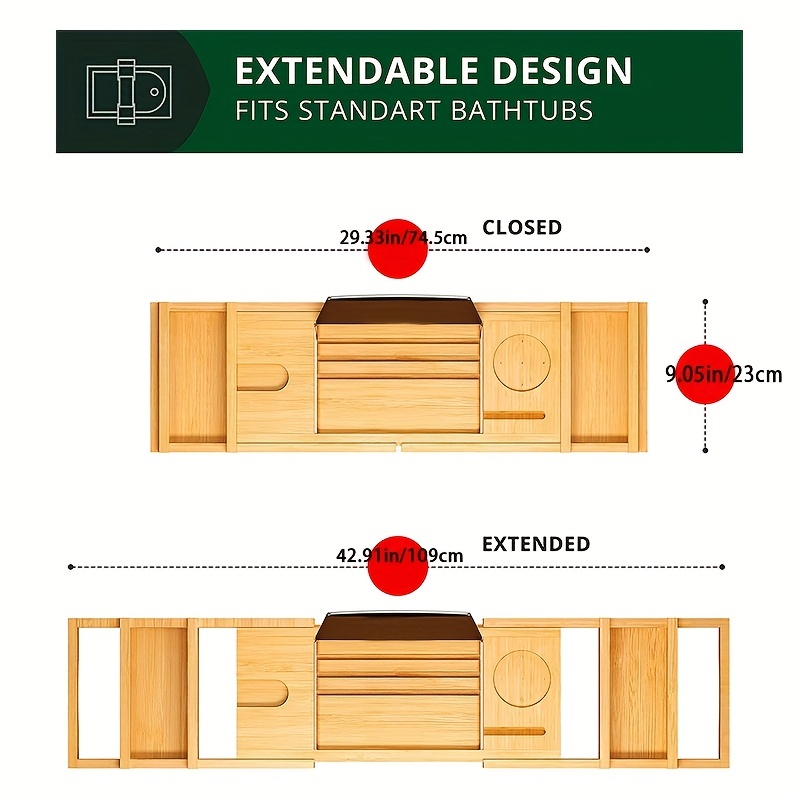1pc Bathtub Tray, Bathtub Tray Caddy, Simple Bathroom Tray, Expandable Bath  Tray With Stand For Book & Tablet, Bathroom Organizers And Storage, Bathro