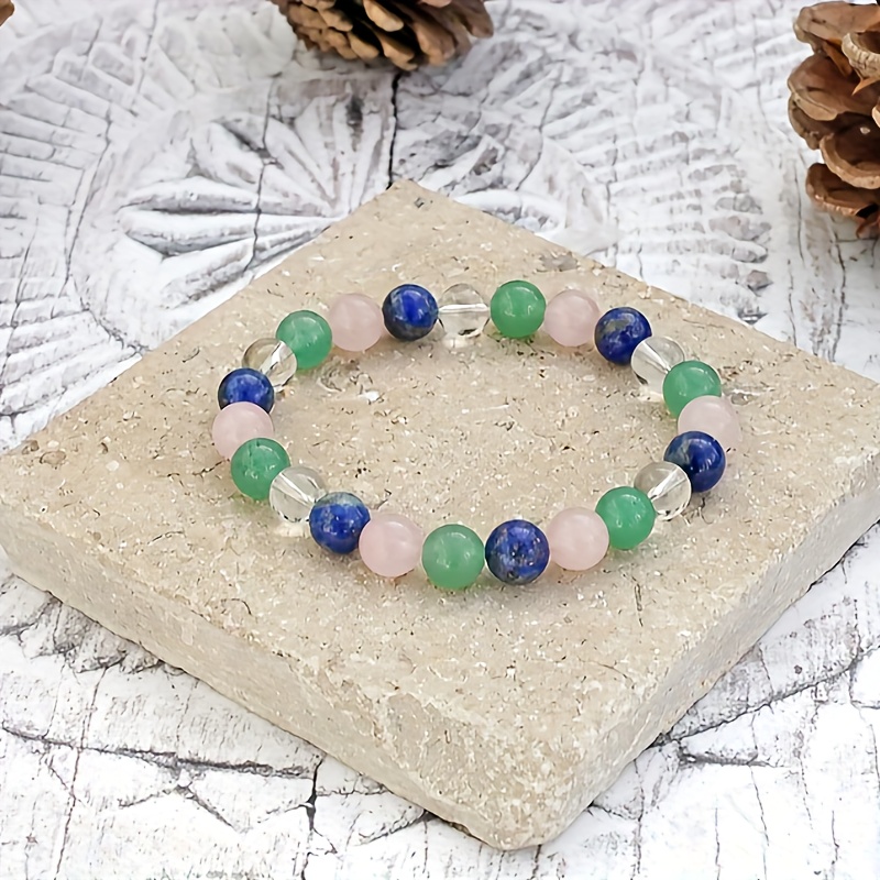 1pc Crystal Bracelet For Men Lapis Lazuli Clear Quartz Green Aventurine  Rose Quartz 8mm Beads