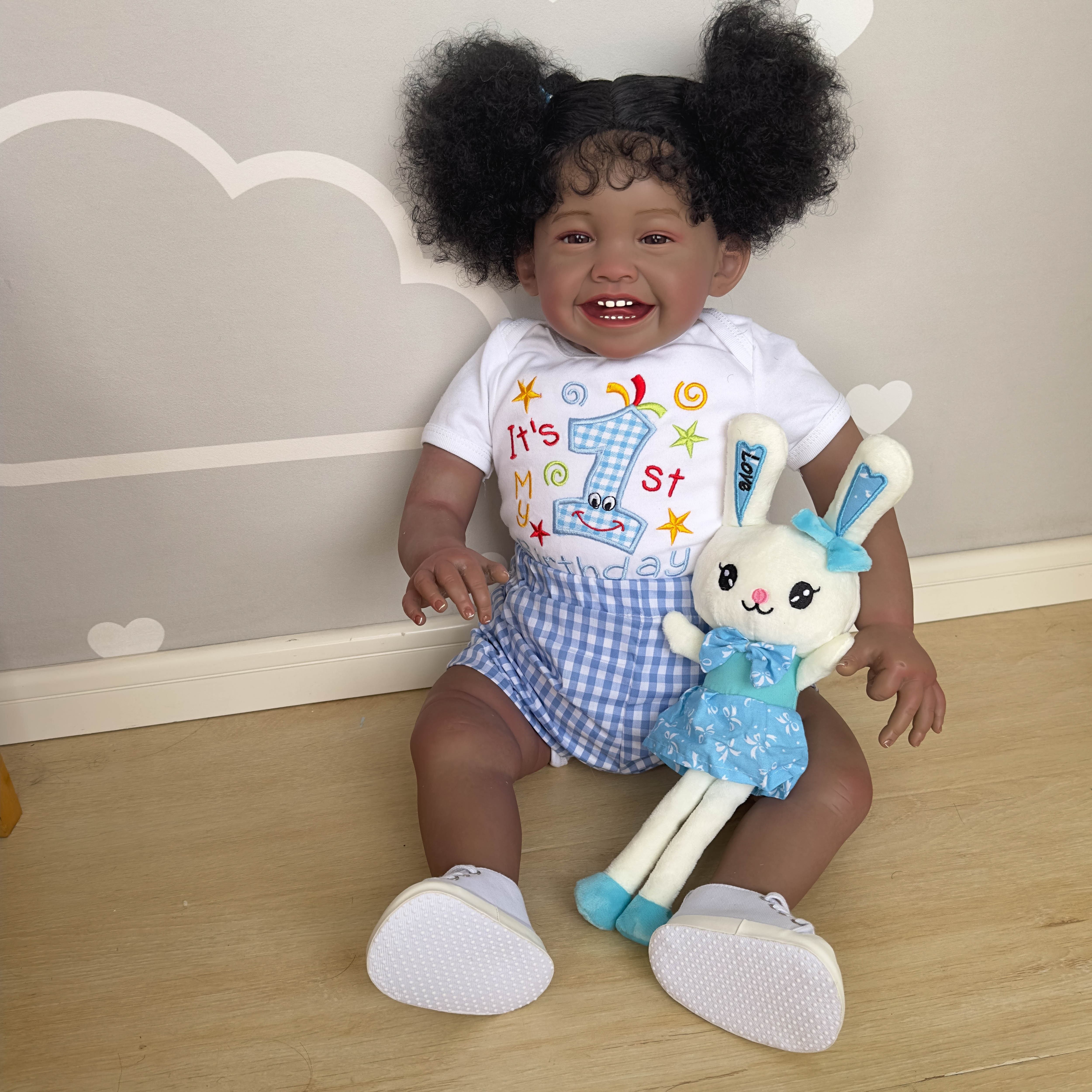 Adorable Handcrafted Reborn Doll Black Hair Cloth Body - Temu Japan