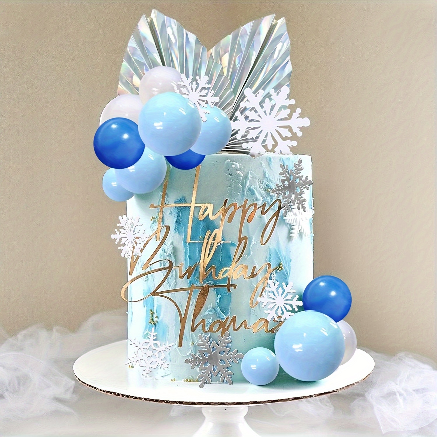 

44pcs, Snowflake Cake Toppers Cake Toppers Blue Ball Cake Toppers Wedding Decoration Supplies For Winter Theme Birthday Party (snowflake)