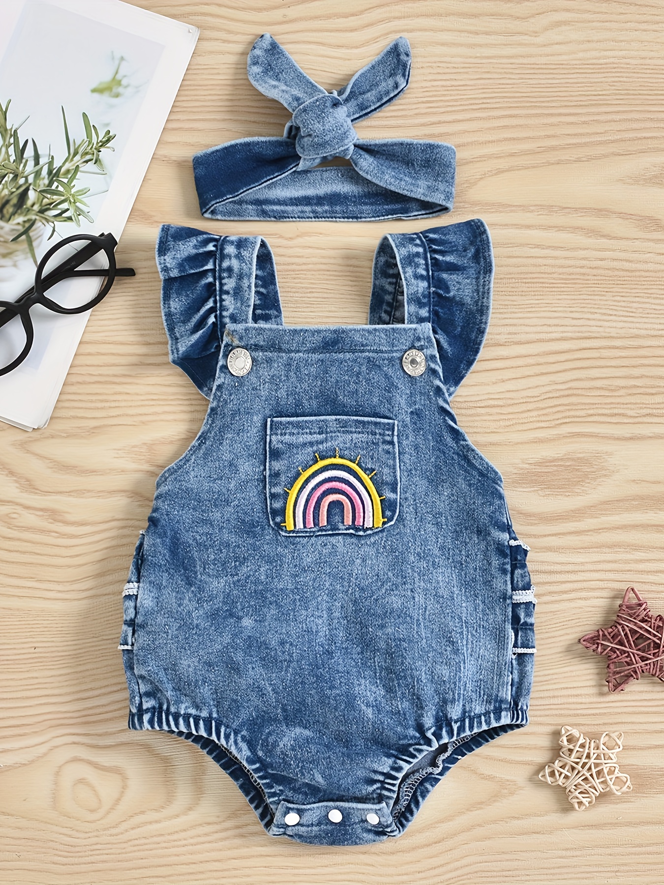 Baby girl denim on sale romper