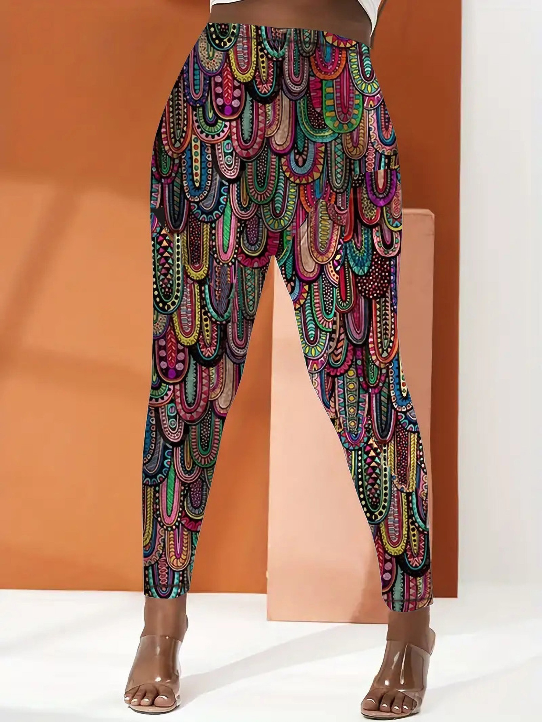 Patterned Leggings for Women, Colourful Yoga Pants, Plus Sizes and