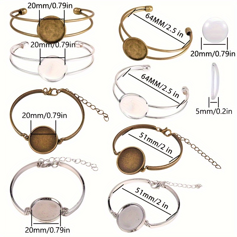 8pcs Bracelet Blanks Stainless Steel Blank Bracelet Cuff Bangle Bracelet for DIY Jewelry Making, Women's, Size: One size, Silver