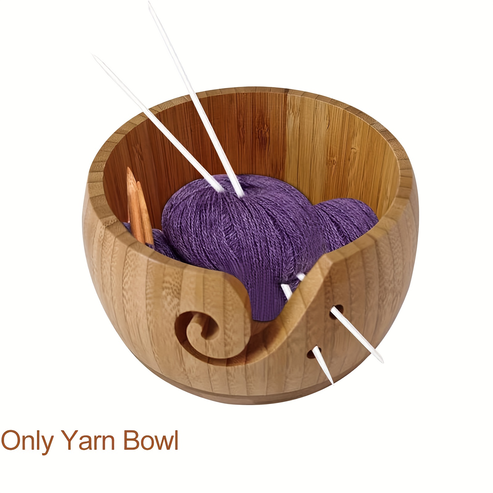 Inanosa Wooden Yarn Bowl for Crocheting, Knitting | Large Purple Yarn Bowl  for Crocheting | Yarn Storage, Holder