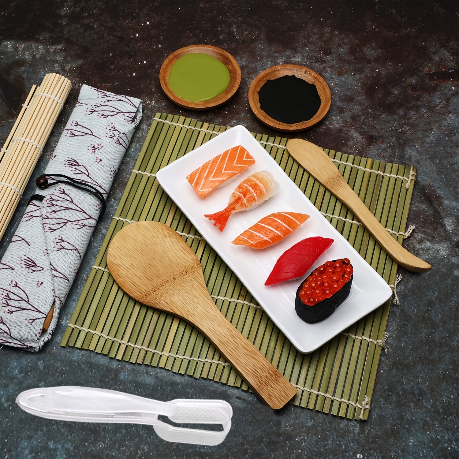 Sushi Making Kit 22 in 1 Bazooka Roller Kit w/Bamboo Mat Chopsticks Molds  Pad