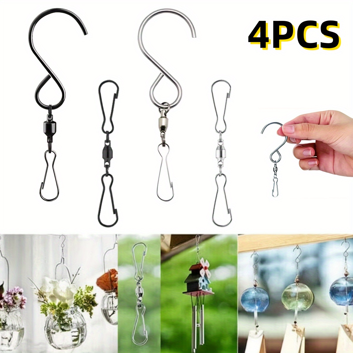 4pcs Set Swivel Hooks Clips Wind Spinner S Hook Clips Hanging Wind Chimes  Crystal Twisters Party Supplies Great For Lantern Ornament 2 Styles -  Patio, Lawn & Garden - Temu Italy