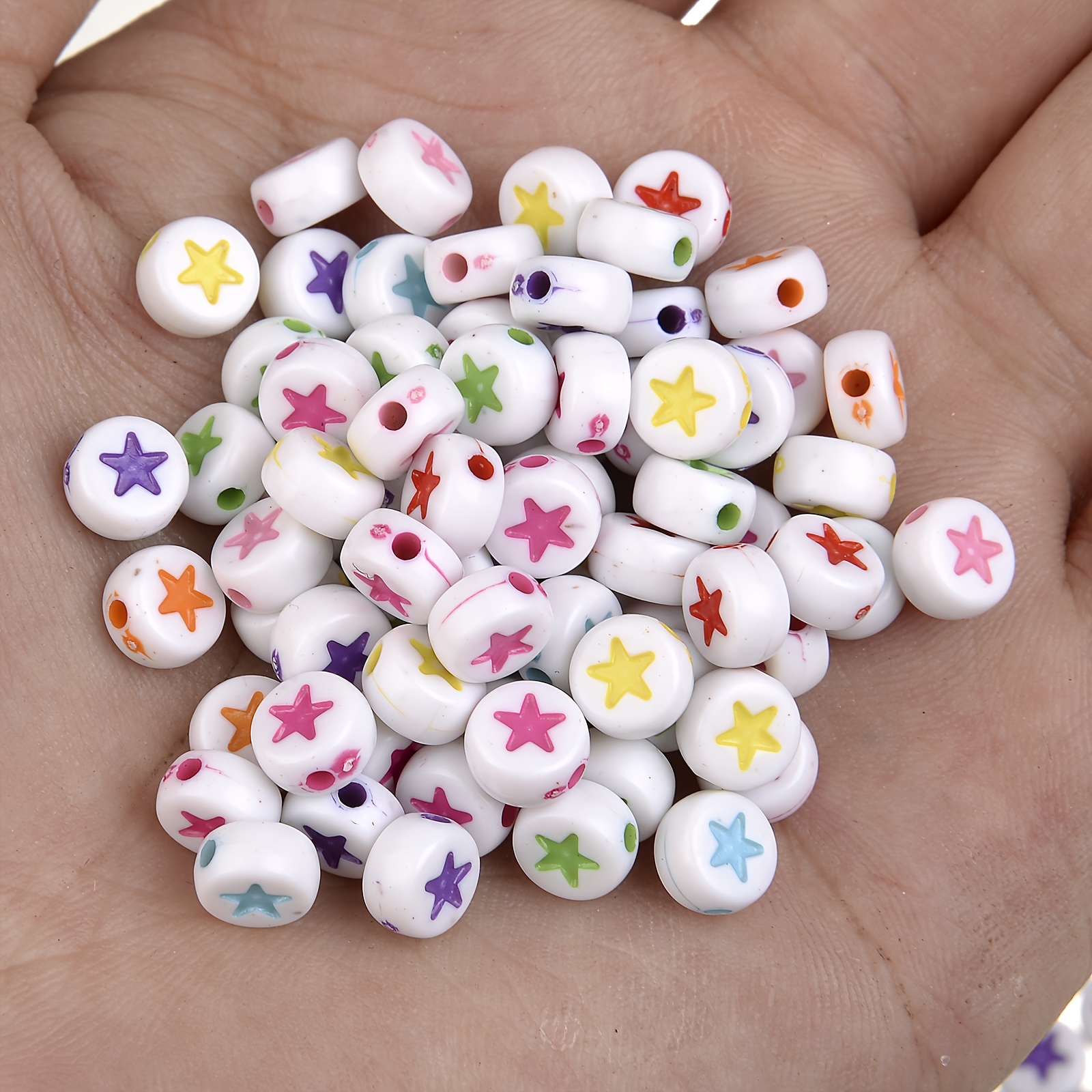 200Pcs Star Beads Star Spacer Beads Star Shape Beads Star Pony Beads Beads  Star for Jewelry Bracelet Necklace Making, 8mm