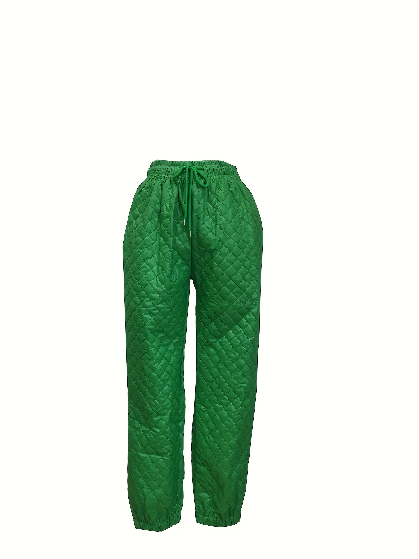 Solid Quilted Drawstring Jogger Pants Versatile Loose Pants - Temu