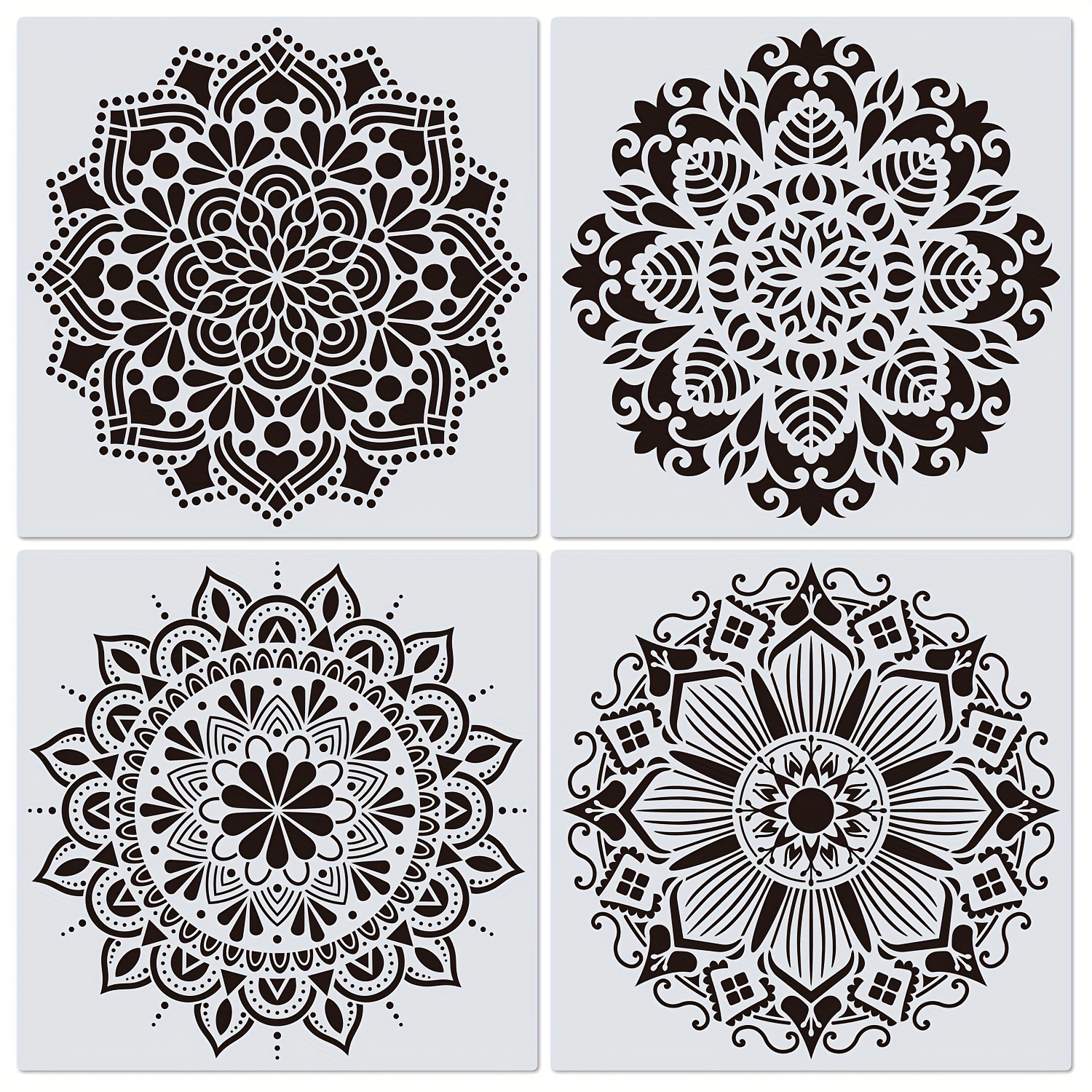 9 Pack (12x12 Inch) Large Reusable Stencil Mandala Stencil Laser Cut  Painting Template for Floor Wall Tile Fabric Furniture Stencils Painting