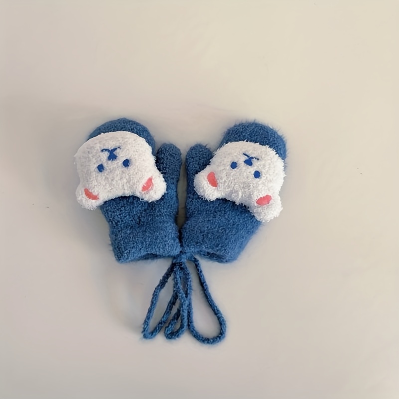 1 Paire De Mitaines Chaudes D'hiver Pour Bébé De Dessin Animé Pour Enfants,  Gants Pour Nourrissons En Polaire À Motifs Cochon/ours, Gants Pour Enfants  Doux Et Confortables Pour L'hiver, Blanc