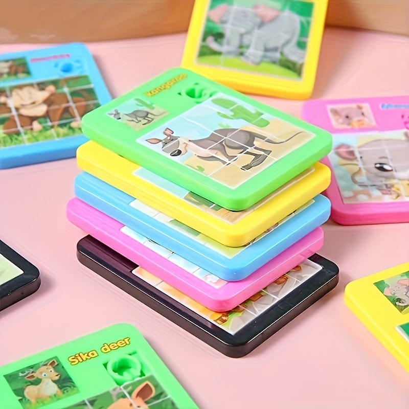 5pcs Cartoon Animal Sliding Puzzle Educational Toy for Kids Gift