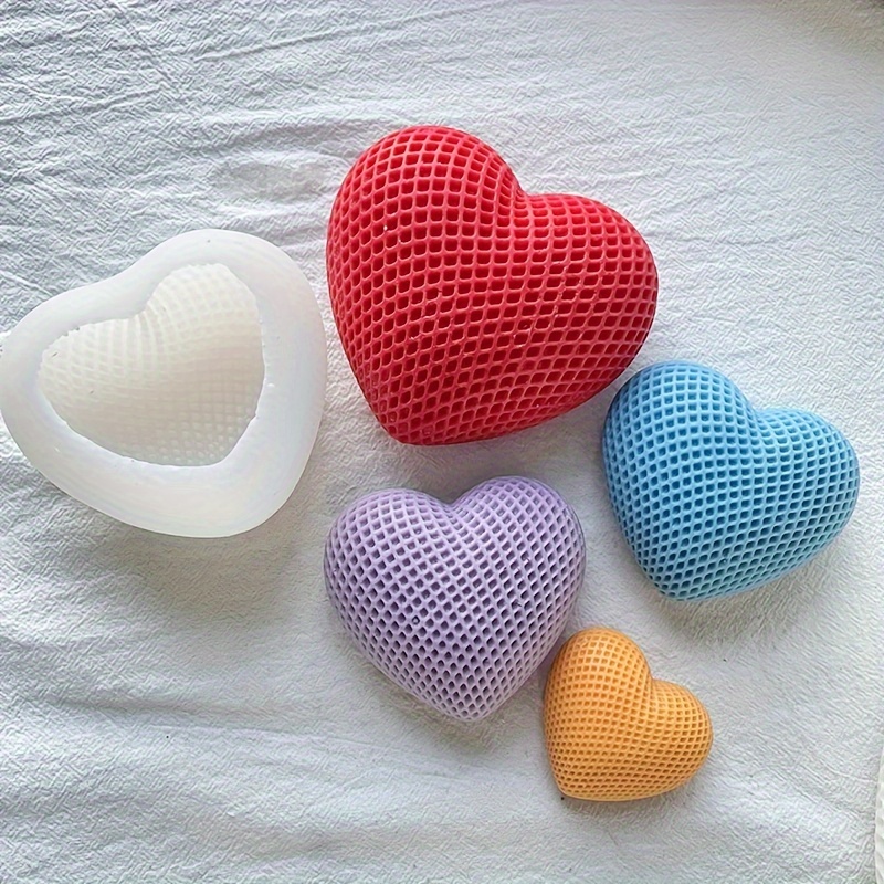 Valentine's Day Heart shaped Knitted Diamond Candle Silicone - Temu