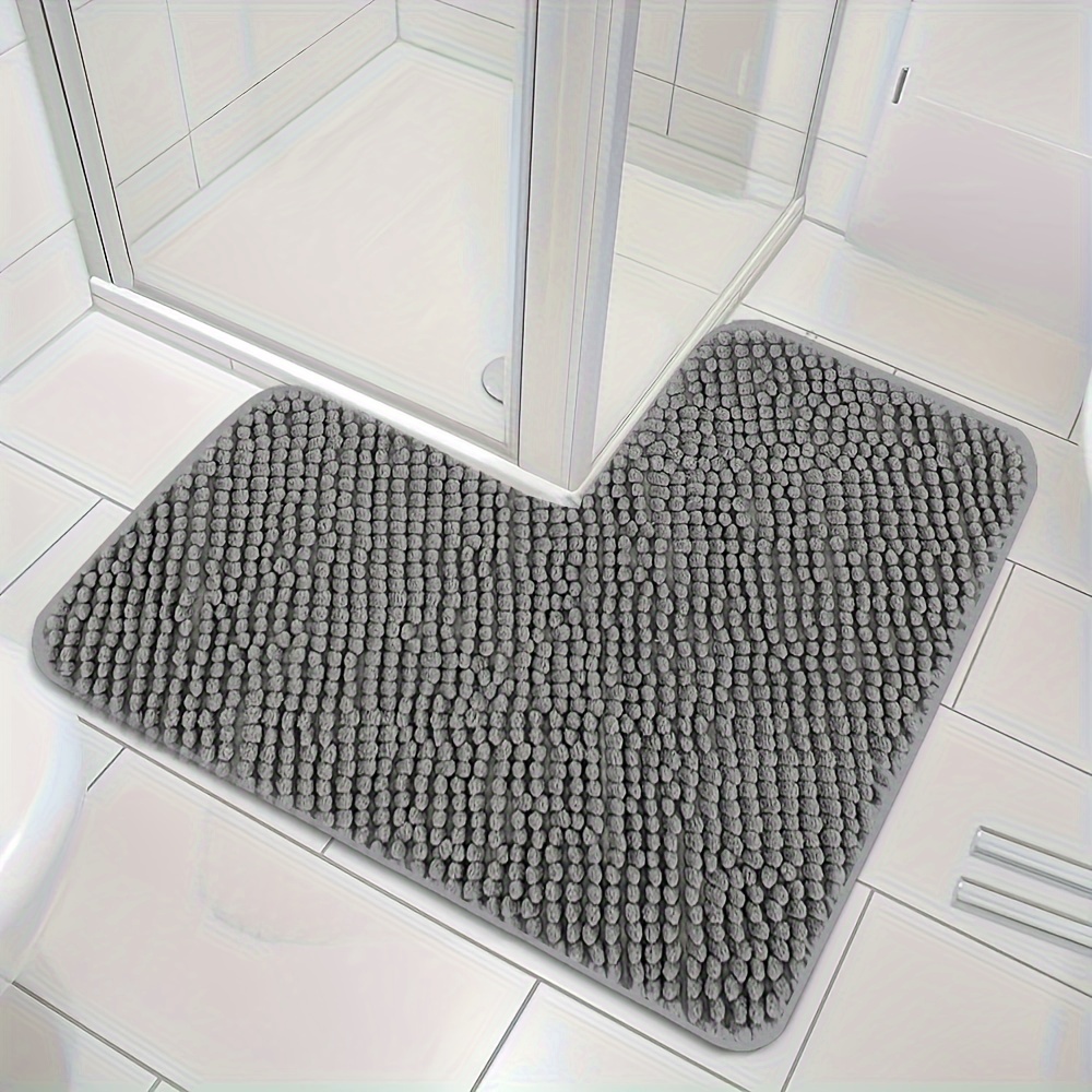 Grey Bathroom anti-skid mat Shower room Bathroom foot mat Silk