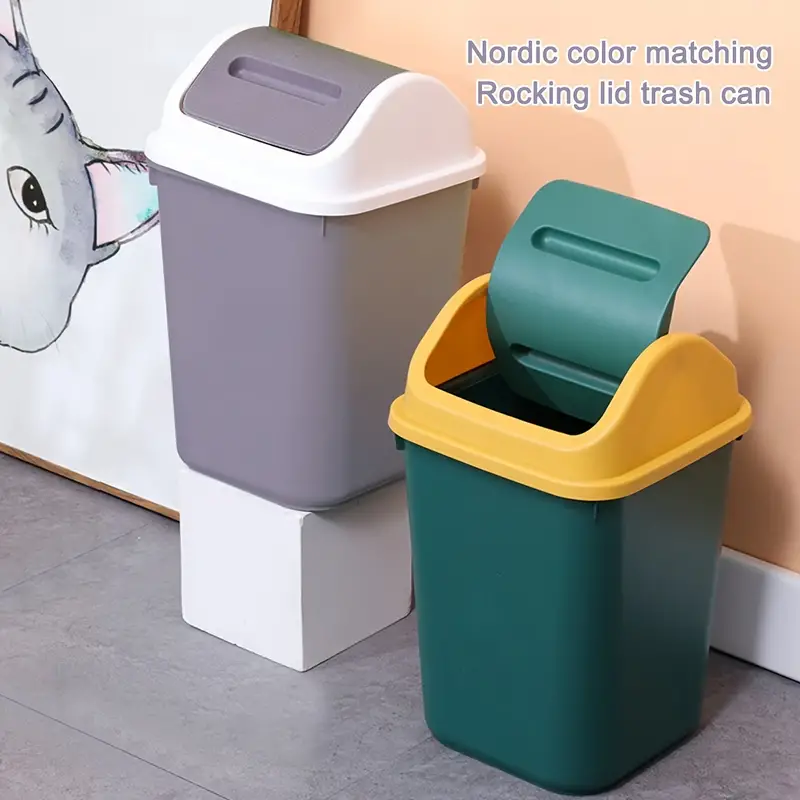 8L Nordic Simple Plastic Trash Can Office Bathroom Kitchen Trash Bin Living  Room Bedroom Garbage Household Waste Bin With Lid
