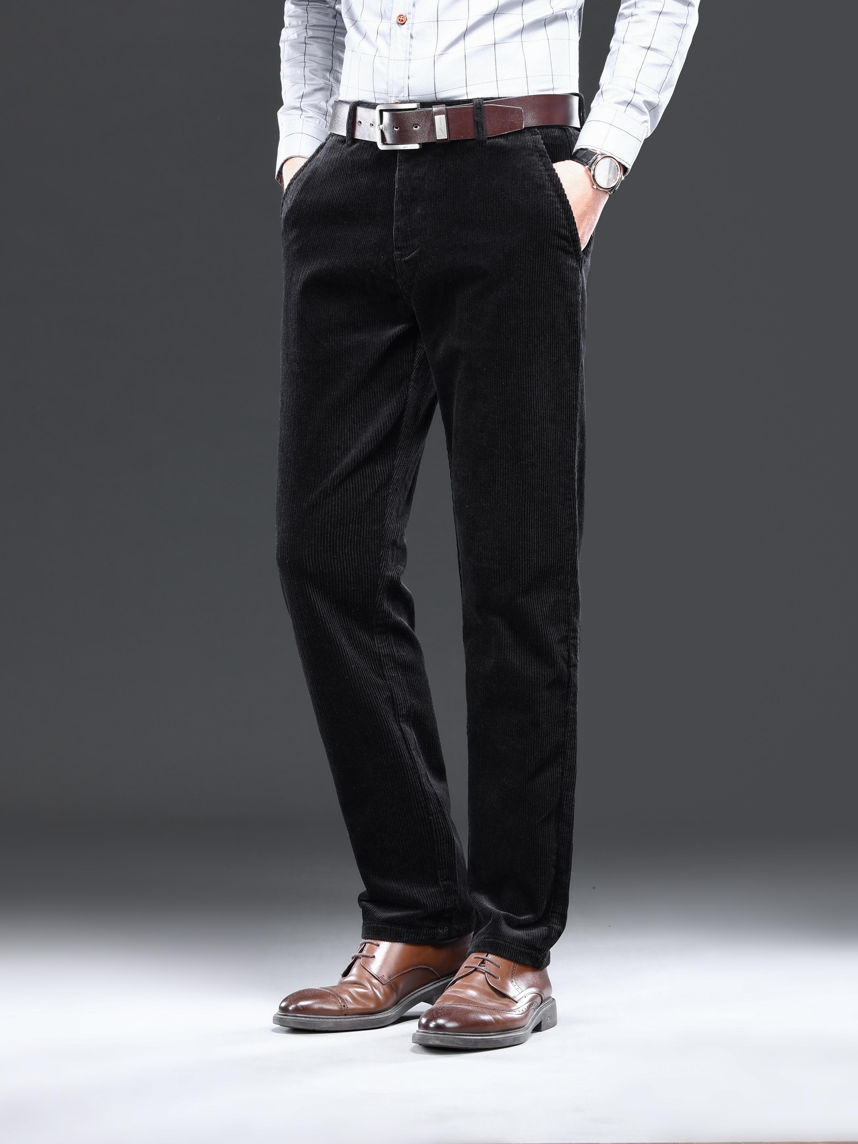 Men's Corduroy Pants Business Formal Stretch Straight Leg - Temu