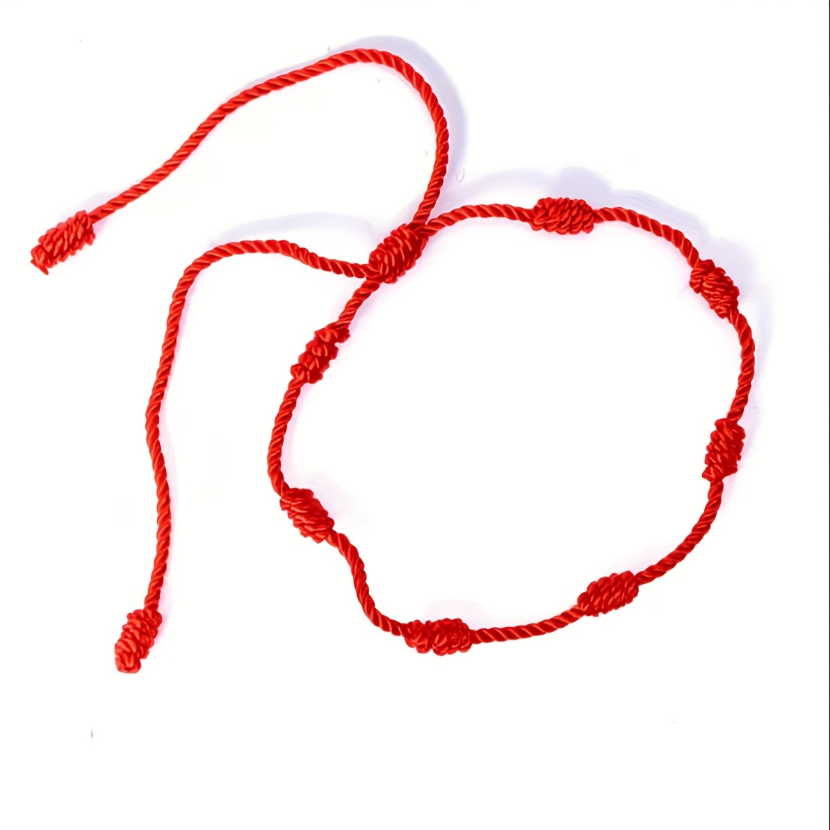 

12pcs Red Rope 7 Knot Lucky Simple Adjustable Woven Couple Bracelet For Men Women