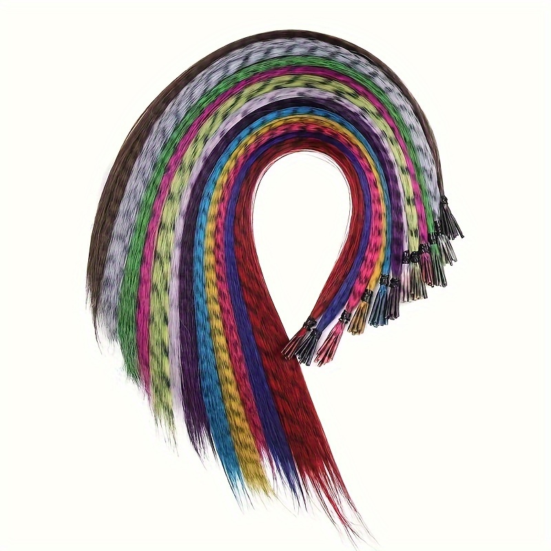 Feather Hair Extension Kit with 26 Synthetic Feathers, 100 Beads, Plier and  Hook (Tamaño: 26 PCS)