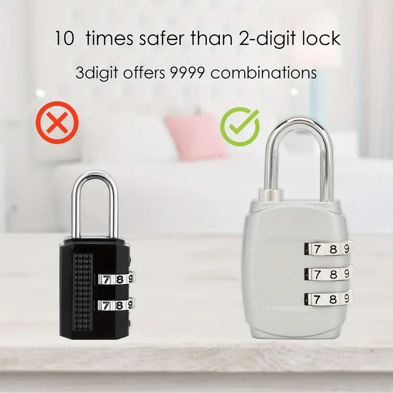 Combination Padlocks 3 Digit Code Locker Locks Resettable - Temu