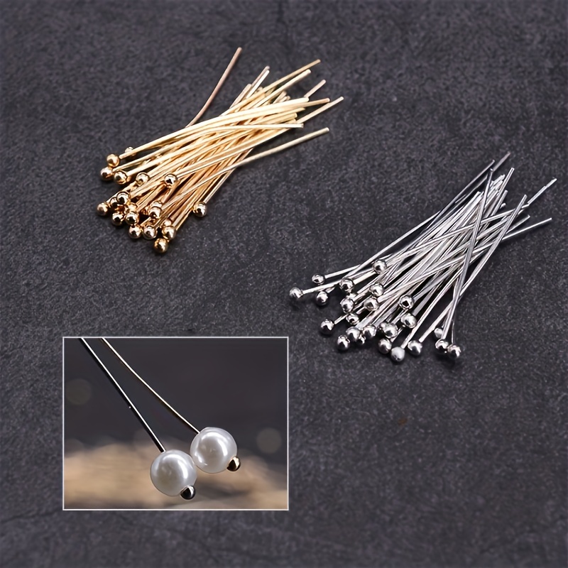 

100pcs/pack Silver Head Needle Ball Needle Bead Head Pins Jewelry Diy Bracelet Necklace Earrings Crafts Making Handmade Accessories Material 18mm