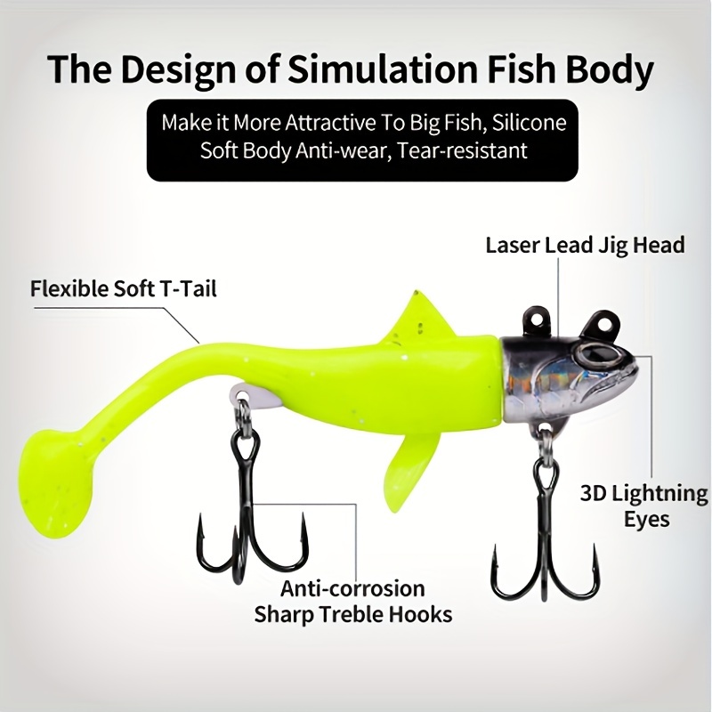 Luminous Soft Lure Treble Hooks Perfect Night Fishing - Temu