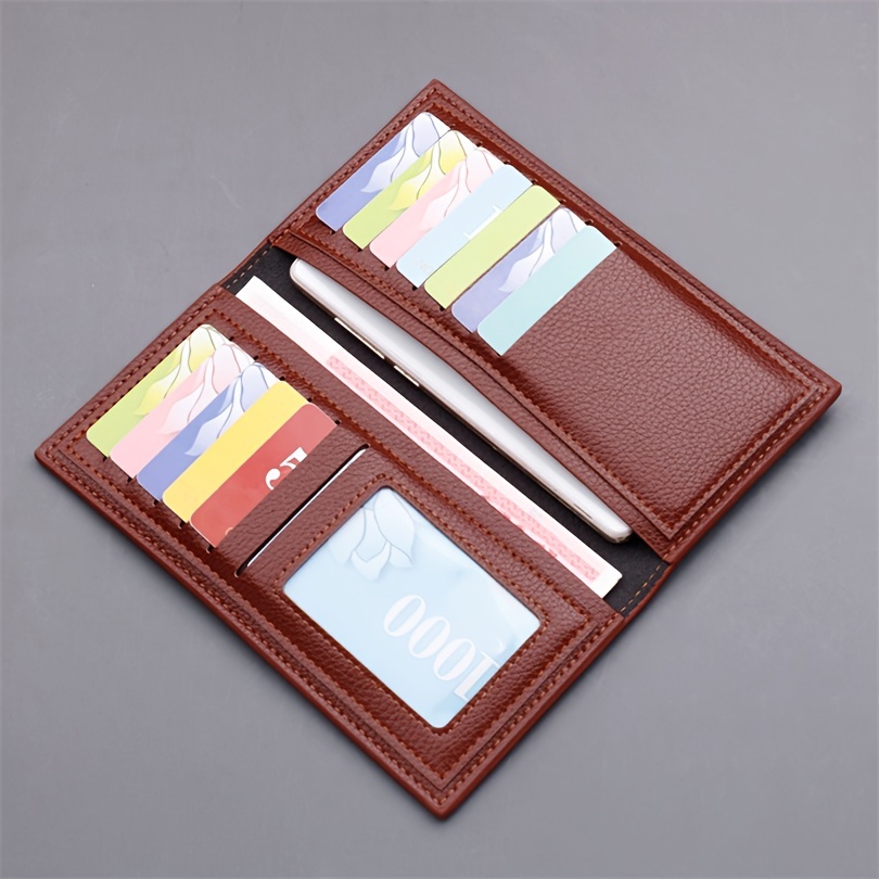 Long Purse Men's Black Brown Credit Card Holder Wallet For Men Pu Leather  12 Slots 2 Banknote Position 1 Photo Slot, Don't Miss These Great Deals