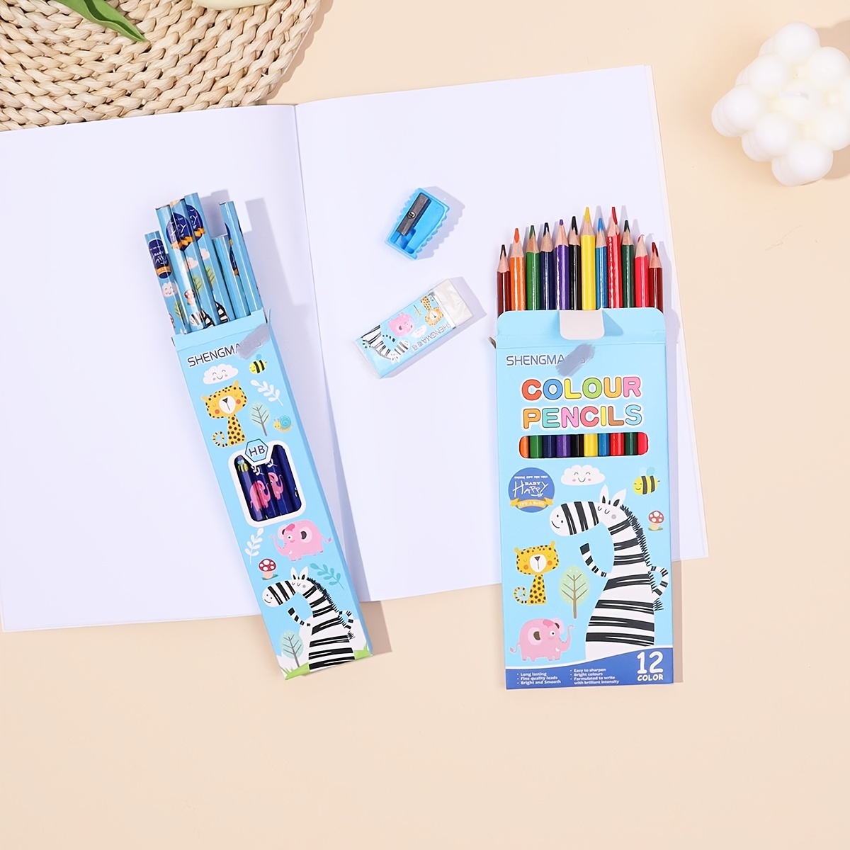 5pcs Glitter Colored Pencils With Eraser Wood Colorful Pencils And Pencil  For Kids Writing Painting