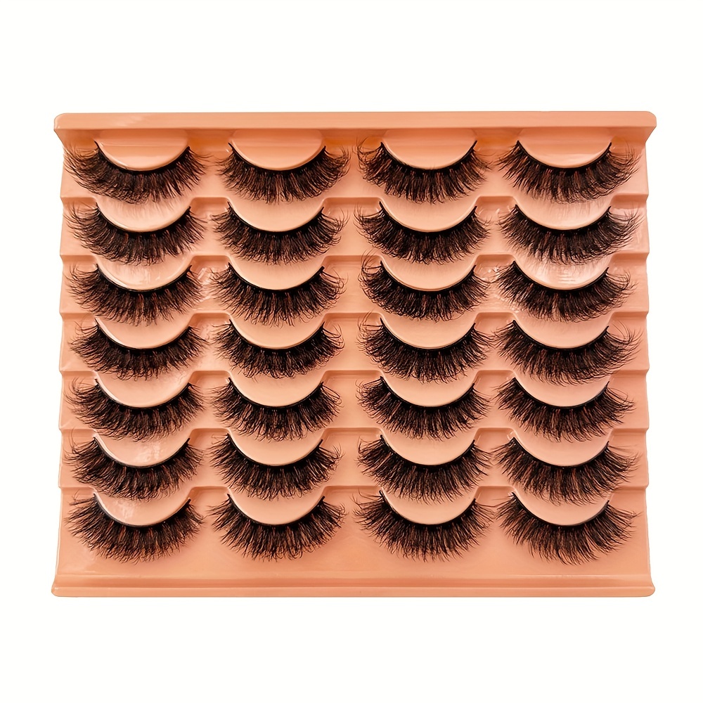 14 Pairs Faux Mink Lashes Strip False Eyelashes Thick Volume Fluffy Lightweight