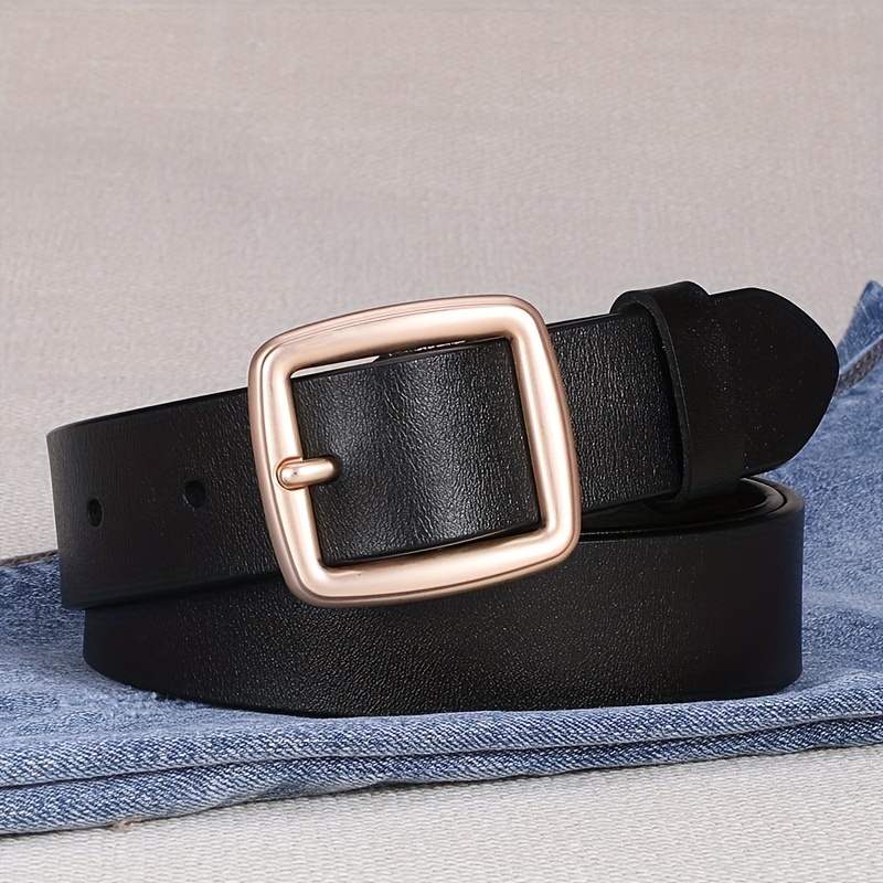 Plus Size Leather Belt Simple Square Pin Buckle Belt Black - Temu